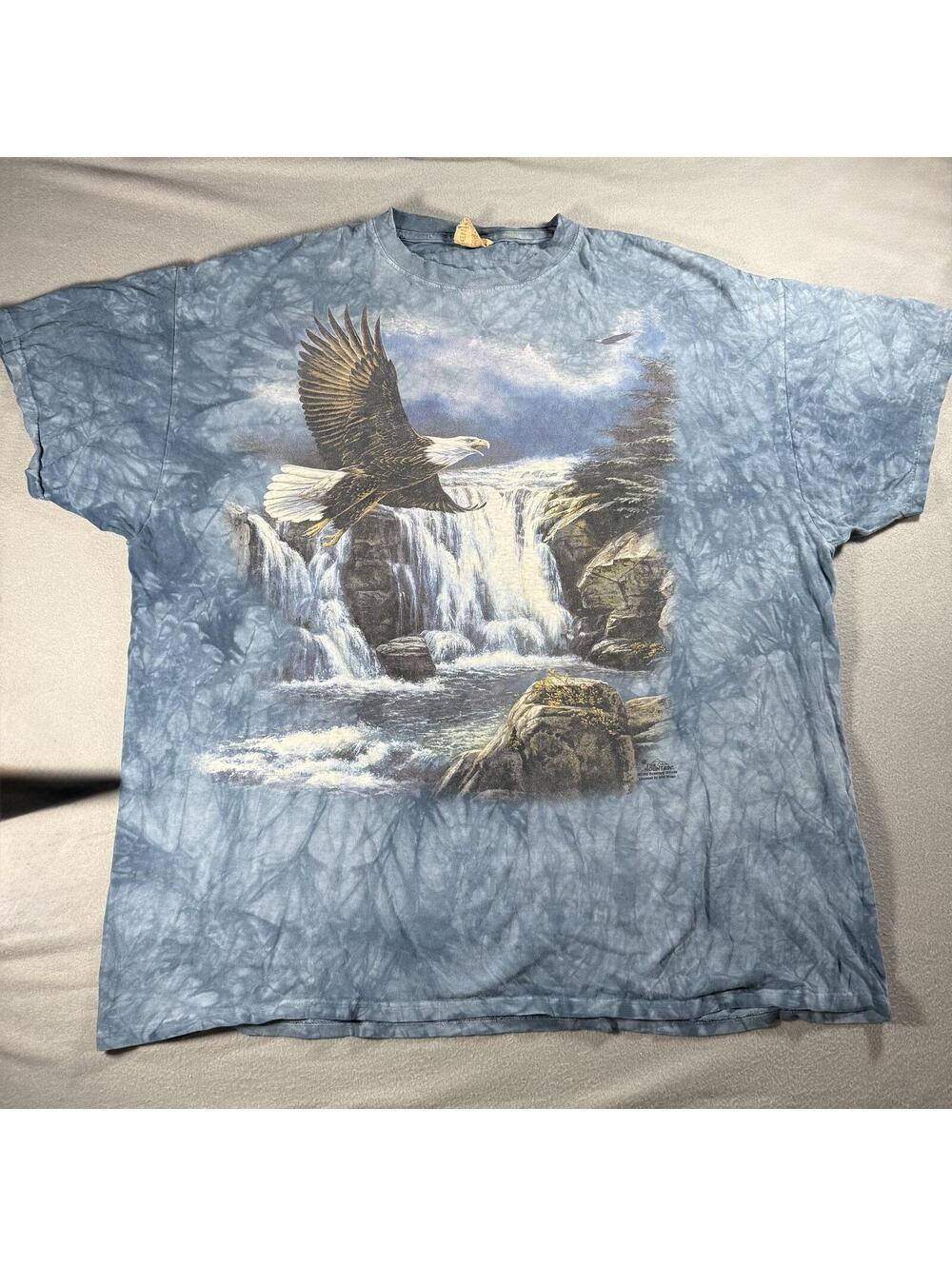Vintage Y2K The Mountain Eagle Waterfall Tie Dye T-Shirt Mens 3XL Thrashed
